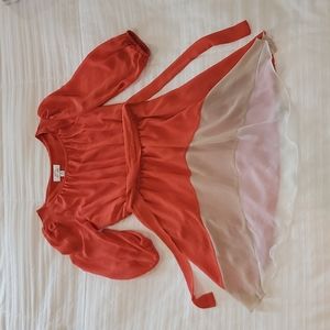 Sweet Storm polyester orange, tan, and white Dress